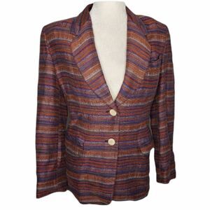 VINTAGE 90s MISSONI linen jacket striped rainbow oversized‎ blazer 4